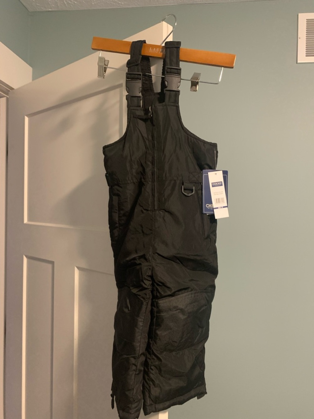 Cherokee Black Insulated Snow Bib Overalls NWT